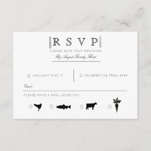 Simplement élégant Moderne RSVP noir et blanc