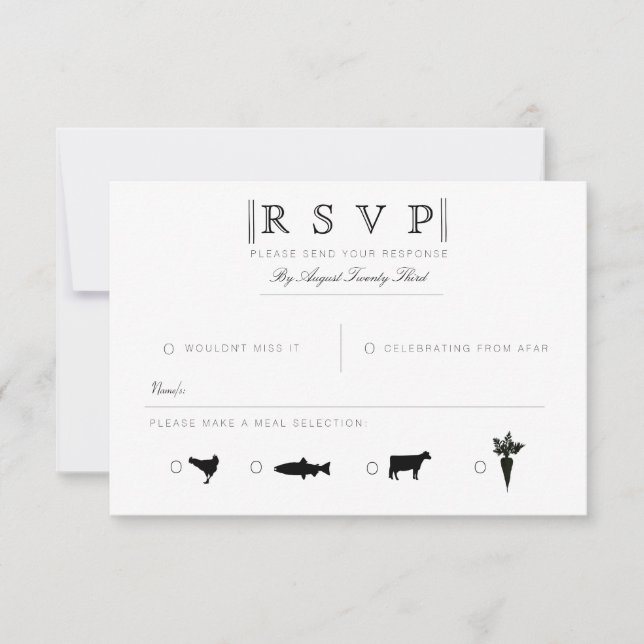 Simplement élégant | Moderne RSVP noir et blanc (Devant)