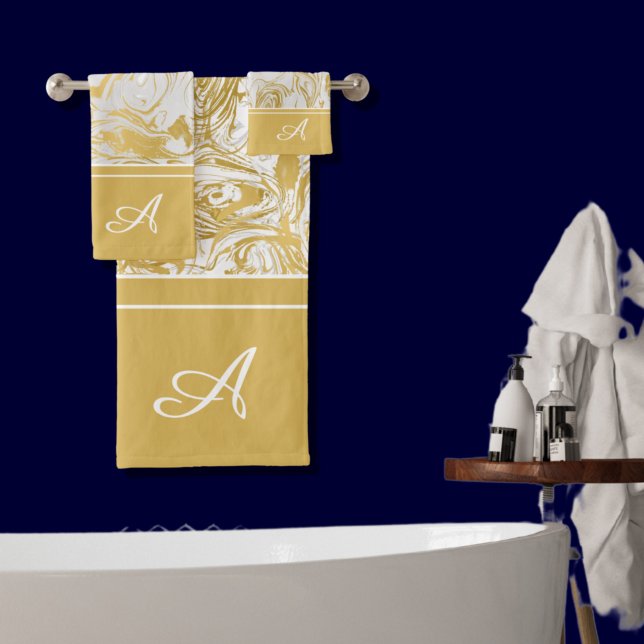 Simplement Marbre Monogramme Or Marbre Blanc   (Créateur téléchargé)
