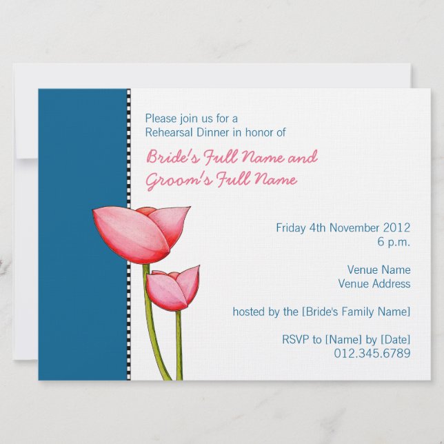 Simples fleurs bleues 2 Répétition Invitation (Devant)