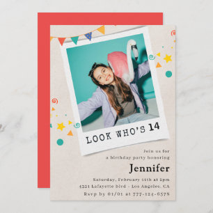Simples invitations à 14e anniversaire Girl Photo