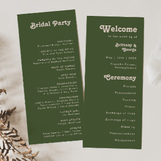 Simples Vibes Rétro | Programme de Mariage Vert Ol