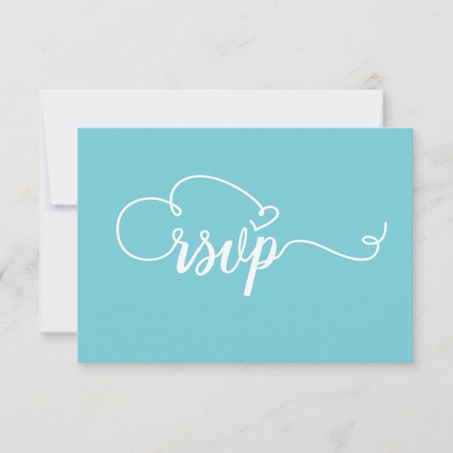 SimpleTeal et Calligraphie blanche Mariage RSVP (Devant)