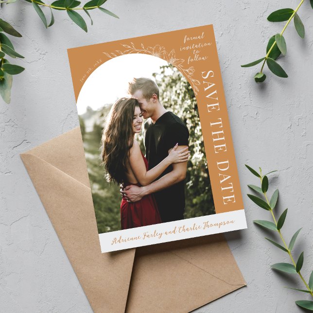 Simplicité Florale 1 Abricot Orange Save The Date (Créateur téléchargé)