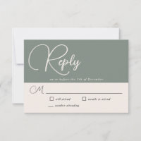 Simplicité moderne Deep Sage Green Wedding RSVP