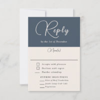 Simplicité moderne Marine Bleu Simple RSVP avec re