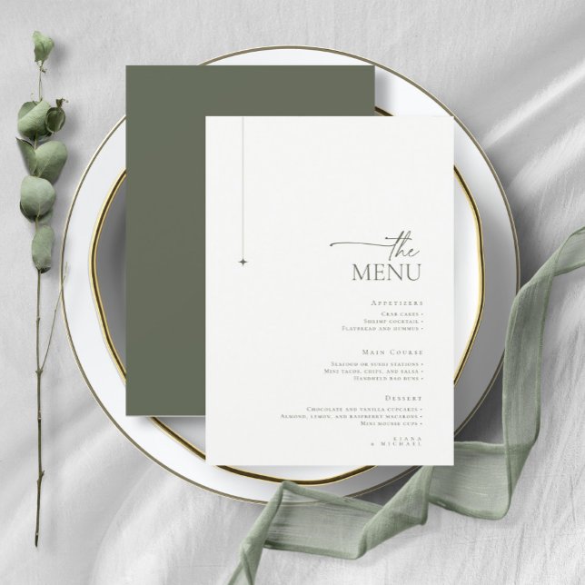 Simply Chic Mariage Menu Pearl/Moss Green ID1046 (Créateur téléchargé)