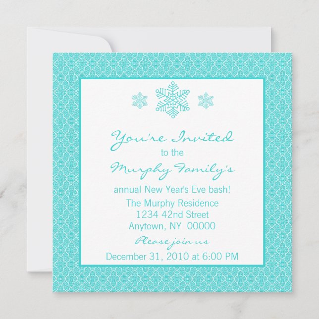 Simply Classic Damask Snowflakes Invitation de Noë (Devant)