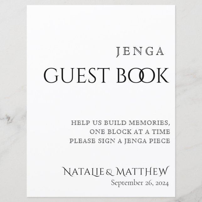 Simply Classic Jenga Guest Book Mariage (Devant)