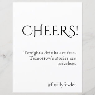 Simply Classic Mariage Open Bar Sign