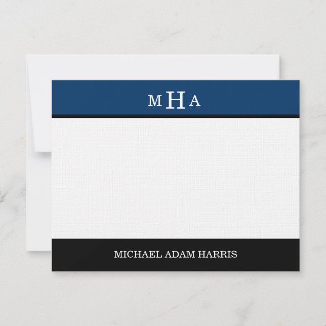 Simply Modern Graduation Merci Cards (Navy) (Devant)