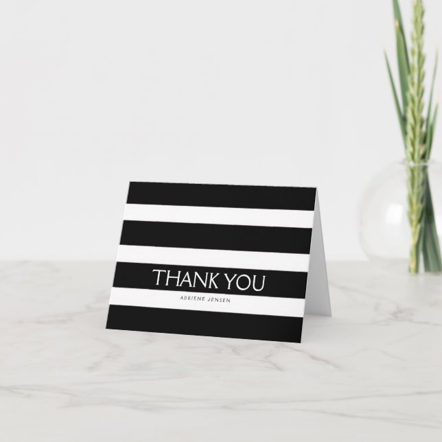 Simply Stripes Merci Note Card / Black (Devant)