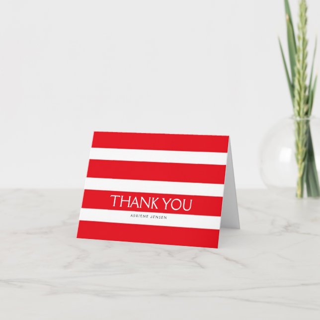 Simply Stripes Merci Note Card / Rouge (Devant)