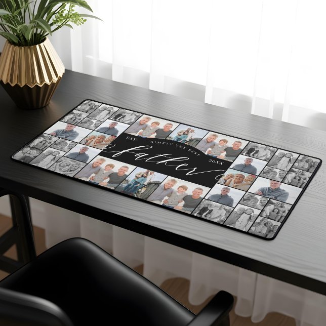 Simply The Best Father Personalize Photo Collage  (Simply The Best Father Personalize Photo Collage Desk Mat)