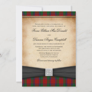 Sinclair Modern Red Tartan Faire-part de mariage