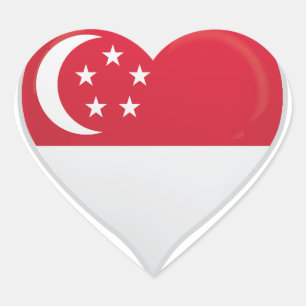 Singapore love flag orgueil autocollant coeur