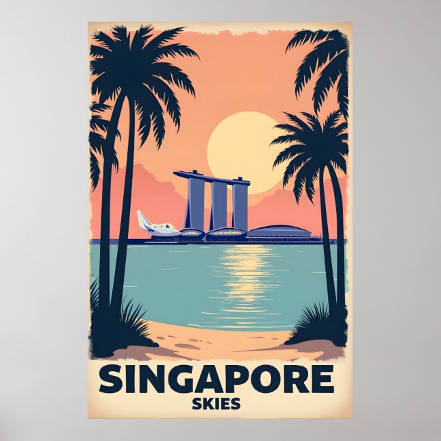 Singapore Skies Retro Travel Poster (Devant)