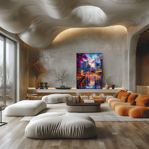 Singapore Skyline Poster Futuriste Asian City Art