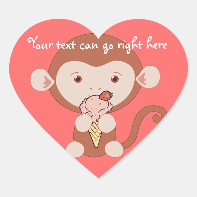 Singe avec Stickers Coeur Crème de Glace (Devant)