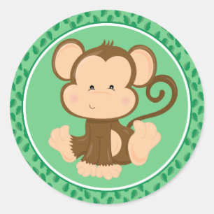 Singe Baby Safari Animaux Classic Round Sticker