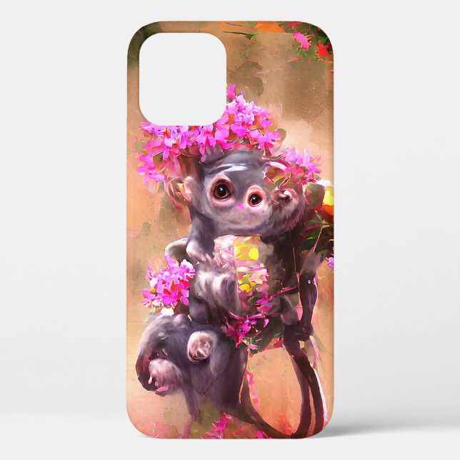 Singe bébé avec Fleurs iPhone / coque ipad (Verso)