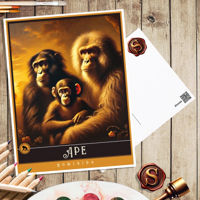 Singe | Carte postale vintage d'animal de compagni (Créateur téléchargé)