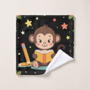Singe charmant lisant un motif floral