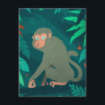 Singe Cheek dans une carte postale d'arbre<br><div class="desc">Dis bonjour à un ami avec ce singe cinglé.</div>