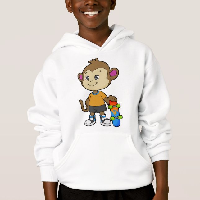 Singe comme patineur avec skateboard (Devant)