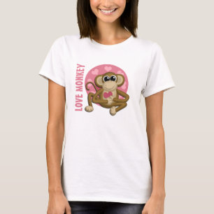 Singe d'amour - singe mignon avec le T-shirt rose