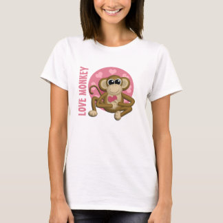 Singe d'amour - singe mignon avec le T-shirt rose