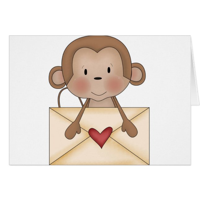 Singe de chaussette avec la lettre d'amour (Devant horizontal)