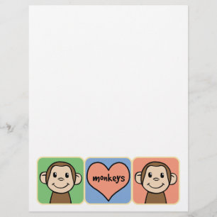 Singe de dessin animé mignon avec amour cœur