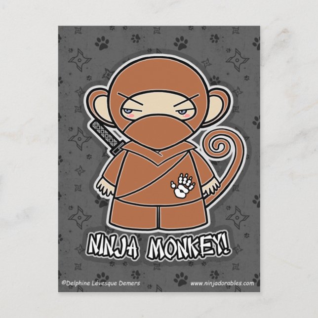 Singe de Ninja ! Carte postale (Devant)