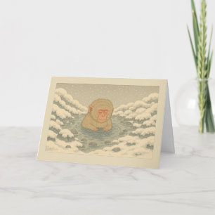 Singe des neiges - Carte de Noël