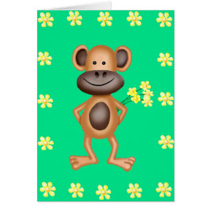 Singe effronté avec des fleurs