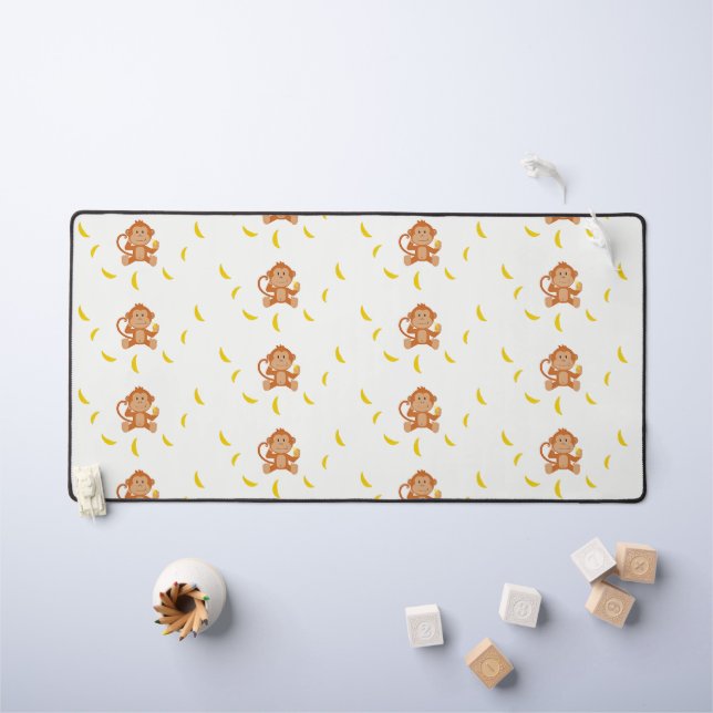 Singe et bananes blanc motif (Tableau pour enfants)