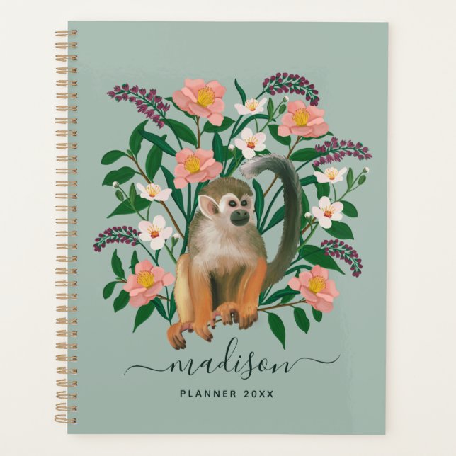 Singe floral vert Monogrammé Sage 2023 (Devant)