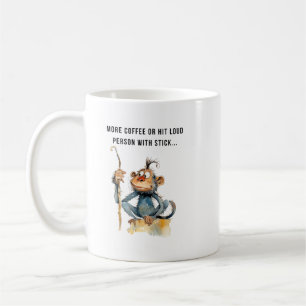 Singe humour café avec tasse café bâton
