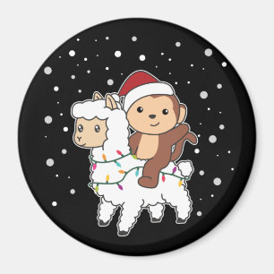 Singe Lama Noël Neige Hiver Animaux Magnet