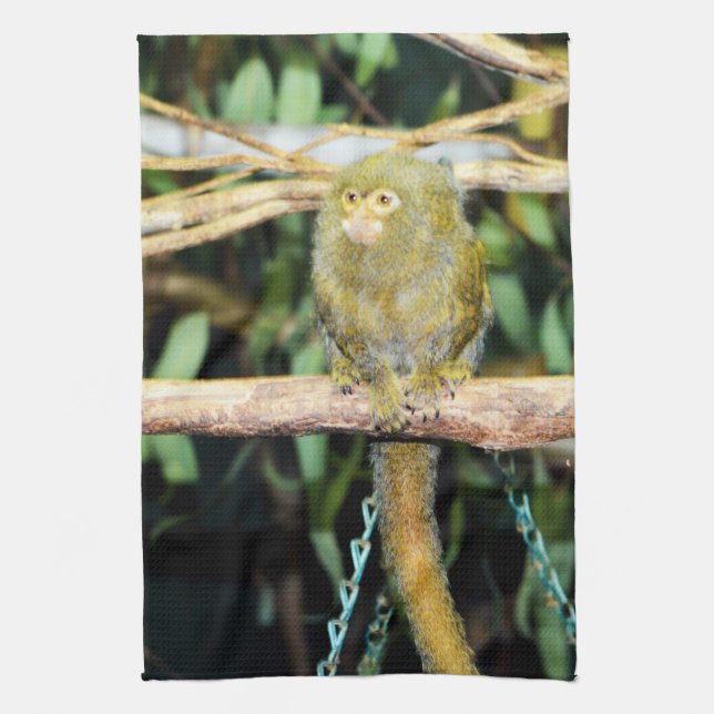 Singe Marmoset Assis Sur Une Branche, Serviette De (Vertical)