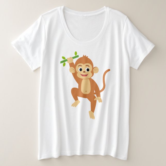 Singe mignon avec bambou  (Design devant)