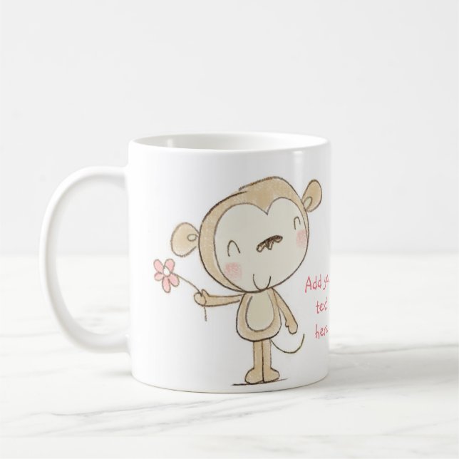 Singe mignon de ♥ de TASSE de ♥ avec (Gauche)