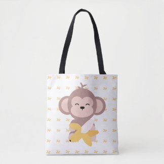 Singe mignon de Kawaii avec le sac fourre-tout à