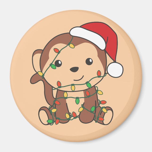 Singe Noël Animaux d'hiver Singes Magnet (Devant)