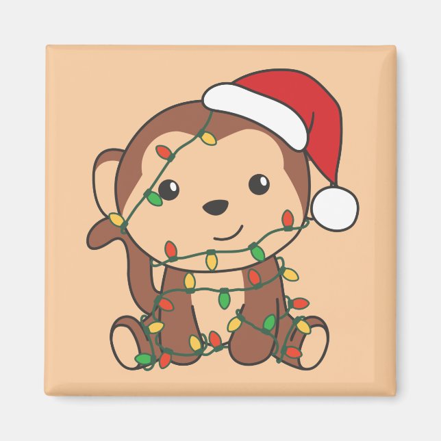 Singe Noël Animaux d'hiver Singes Magnet (Devant)