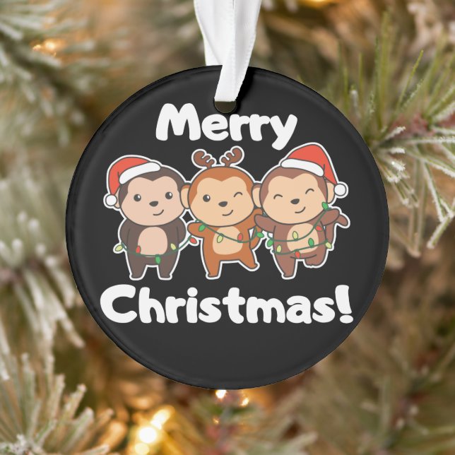 Singe Noël Animaux Singes Joyeux Noël O (Arbre)