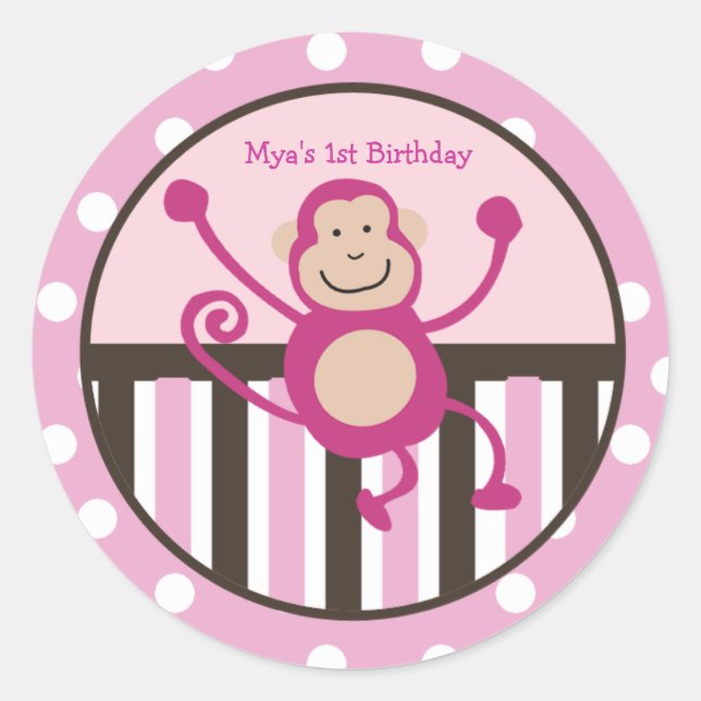 Singe rose Junkie Anniversaire Favoriser Stickers  (Devant)