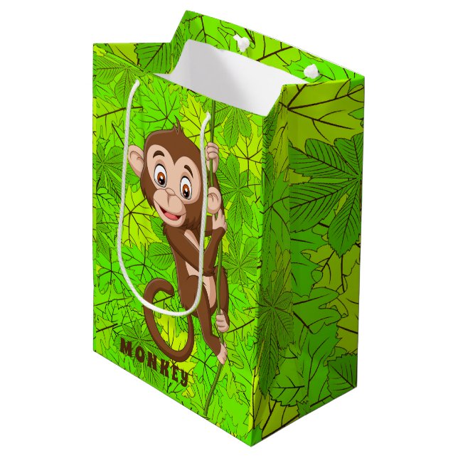 Singe sur un sac cadeau design de vigne (Devant Angle)