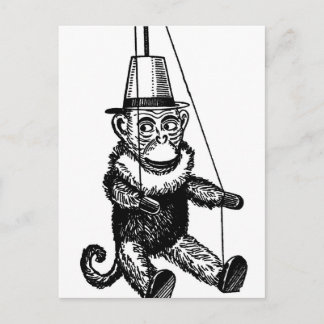 Singe vintage Sur Une Carte Postale À Chaîne